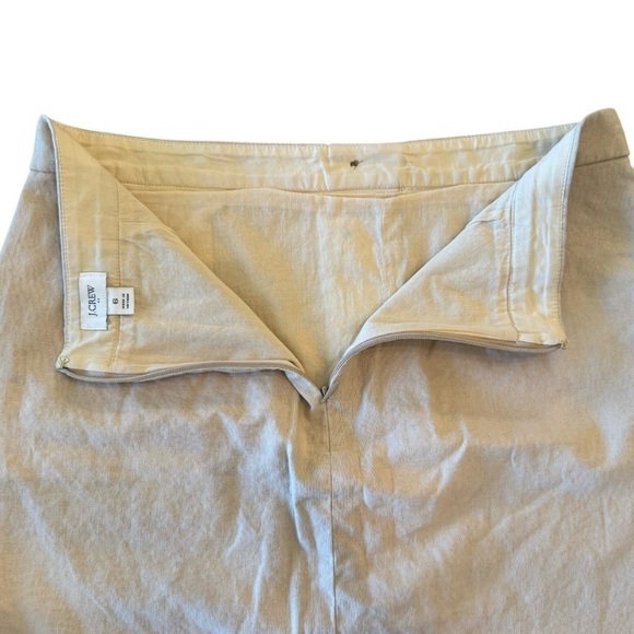 J. Crew Womens Linen Blend Mini Skirt 6 Khaki Button Front Preppy Light Academia - Picture 3 of 10